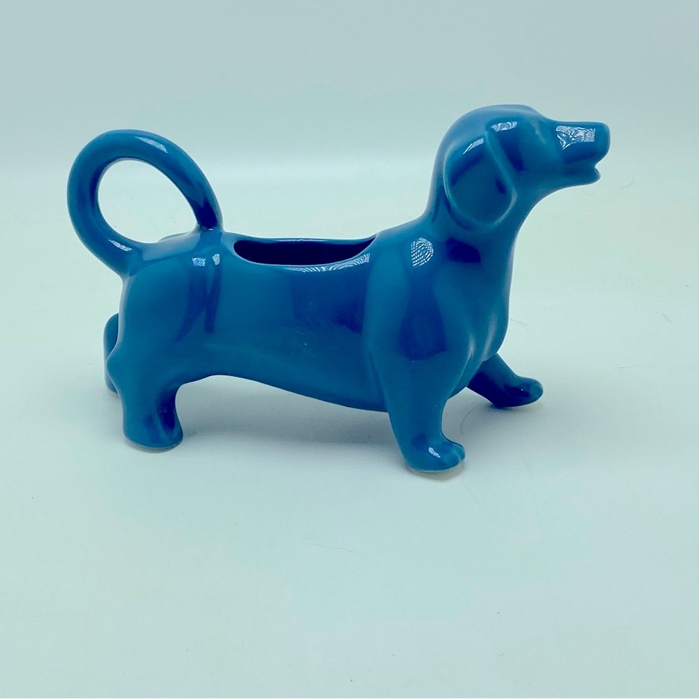 Perfect Condition Fishs Eddy Teal Blue Dachshund Creamer